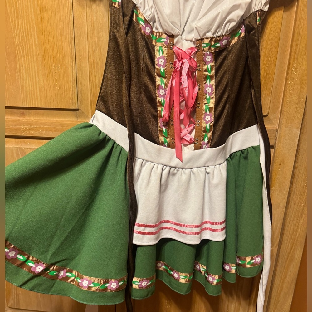 Leg Avenue German Dirndl Brown & White Peasant Dress - Oktoberfest 🇩🇪 - Picture 3 of 13